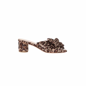 Emilia Leopard Pleated Bow Sandal In Leopard Brown