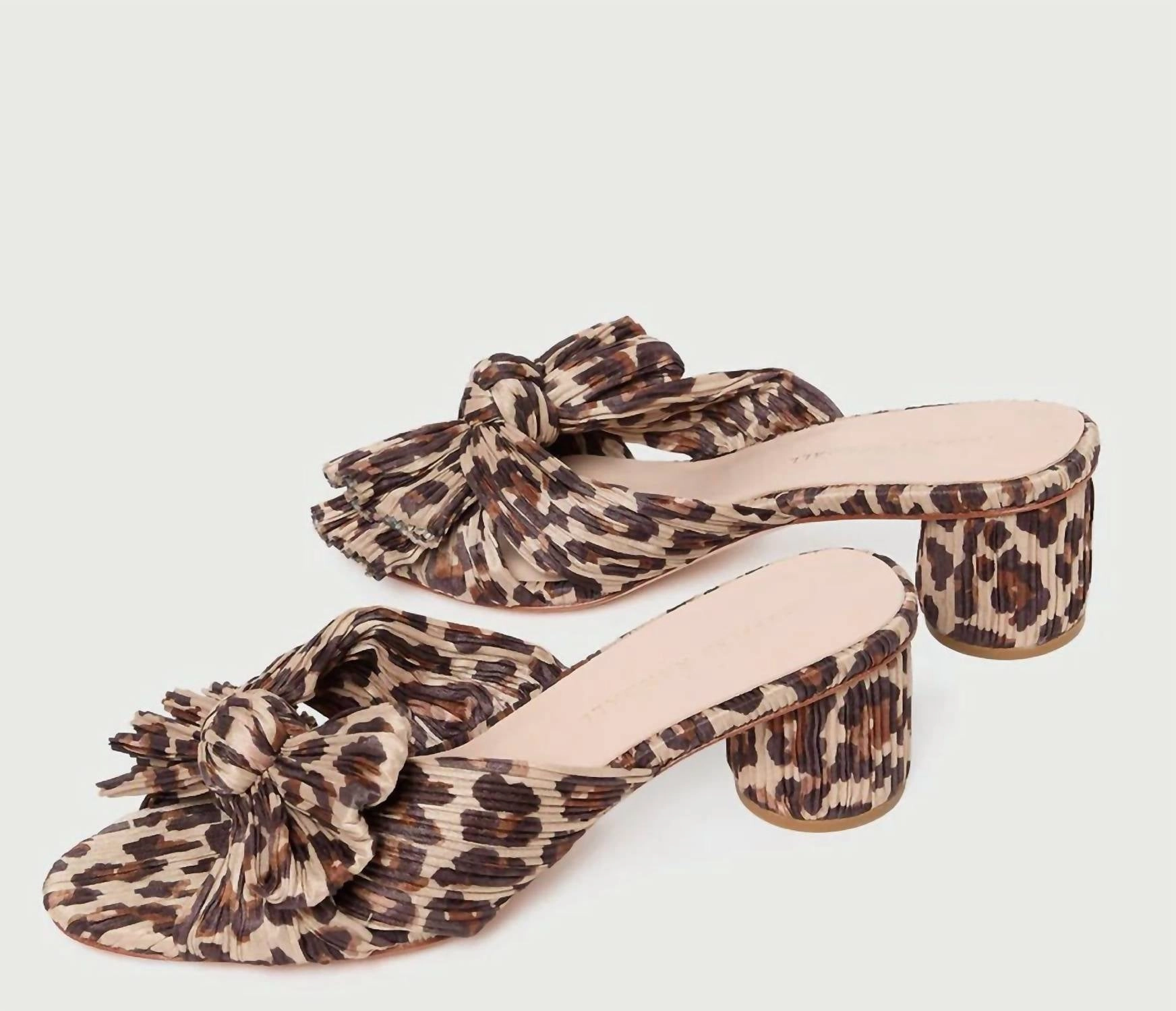 Emilia Leopard Pleated Bow Sandal In Leopard Brown