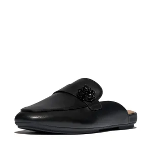 FITFLOP DELICATO BEADIE-BUTTON LEATHER MULES (WOMEN)
