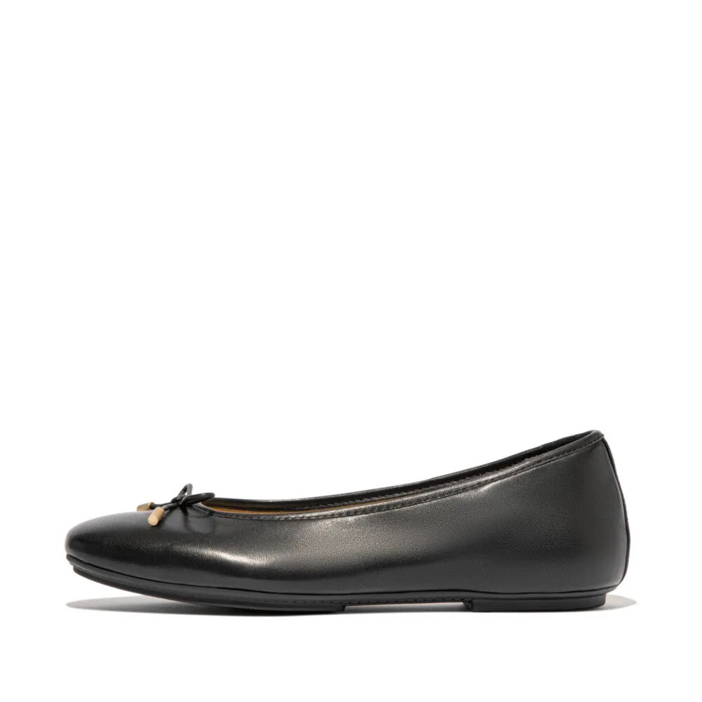 FITFLOP DELICATO BOW SOFT LEATHER BALLET FLATS