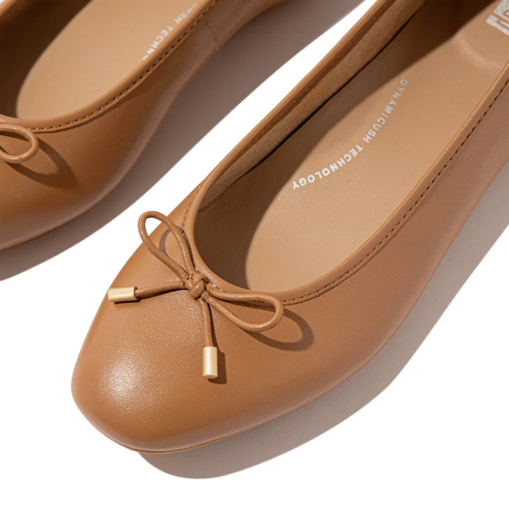 FITFLOP DELICATO BOW SOFT LEATHER BALLET FLATS