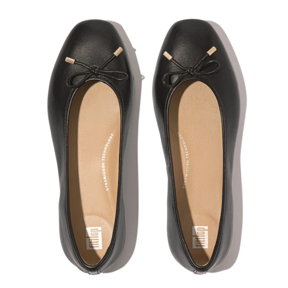 FITFLOP DELICATO BOW SOFT LEATHER BALLET FLATS