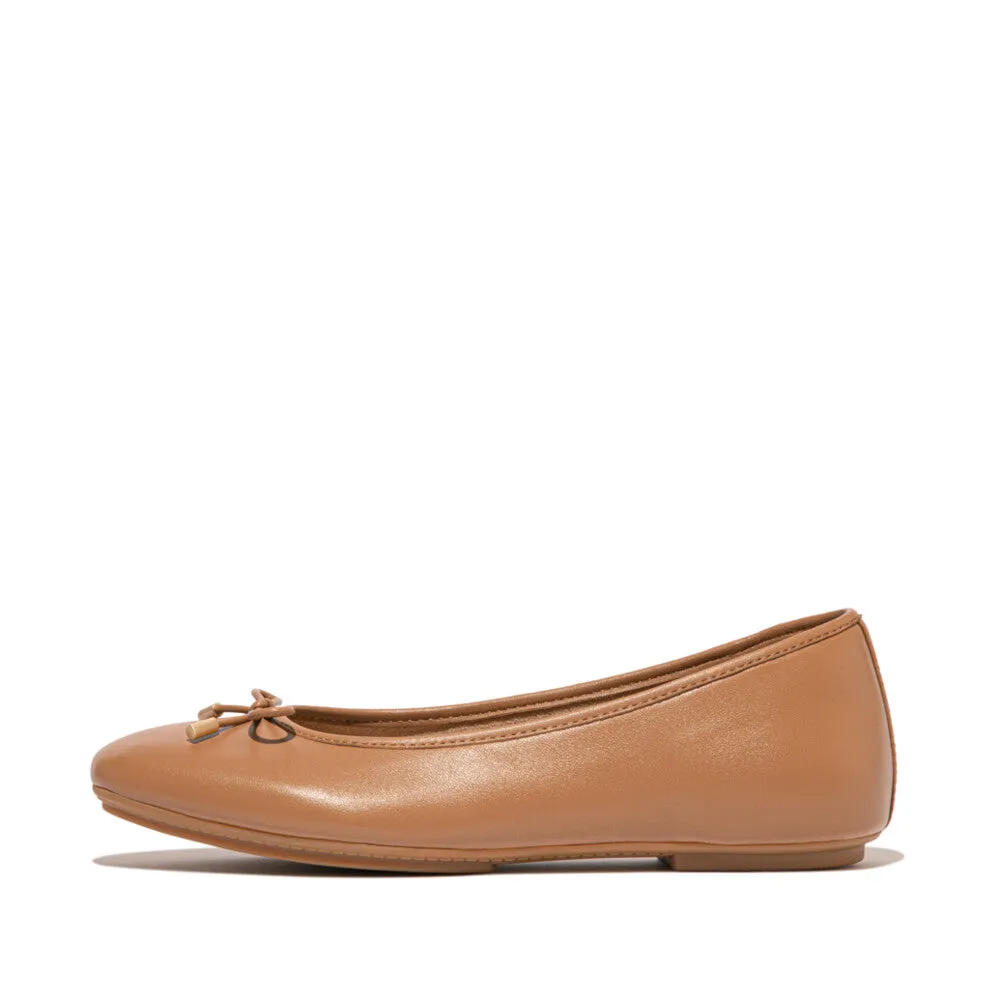 FITFLOP DELICATO BOW SOFT LEATHER BALLET FLATS
