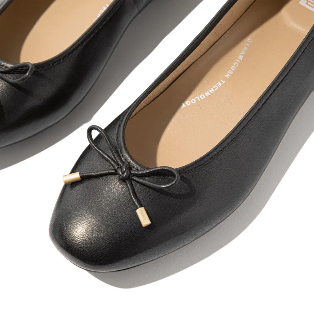 FITFLOP DELICATO BOW SOFT LEATHER BALLET FLATS