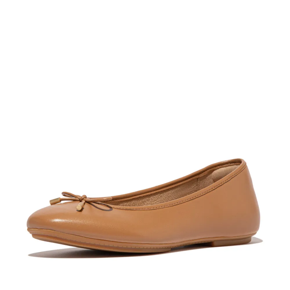 FITFLOP DELICATO BOW SOFT LEATHER BALLET FLATS