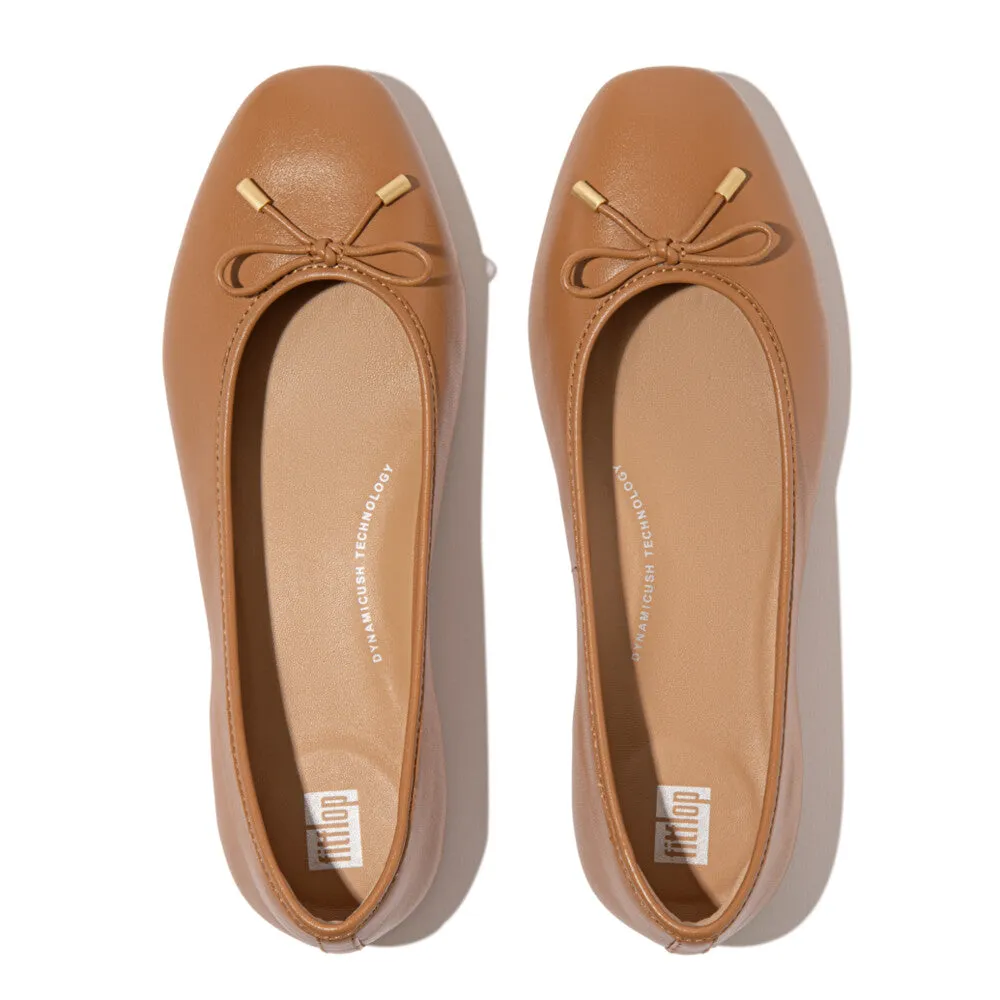 FITFLOP DELICATO BOW SOFT LEATHER BALLET FLATS