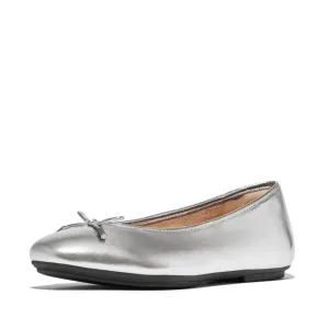 FITFLOP DELICATO BOW SOFT METALLIC-LEATHER BALLET FLATS