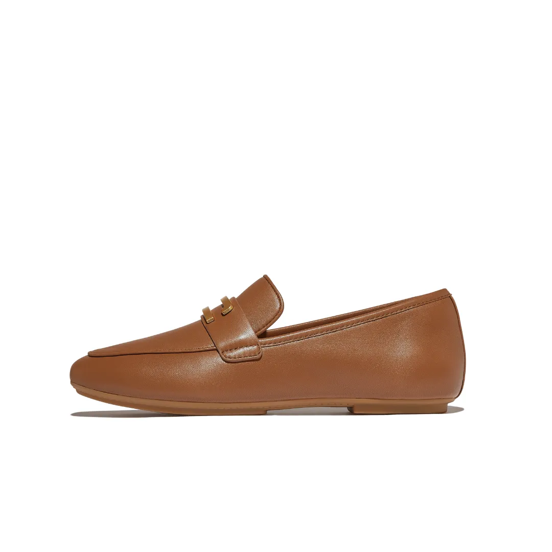 FITFLOP DELICATO GOLD-TRIM LEATHER LOAFERS (WOMEN)