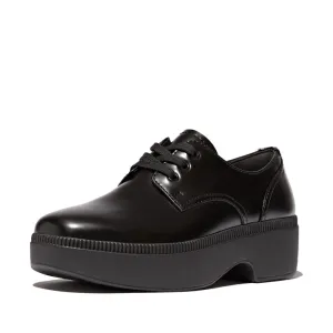 FITFLOP F-LUMA BOX-LEATHER DEMI-WEDGE LACE-UP DERBIES