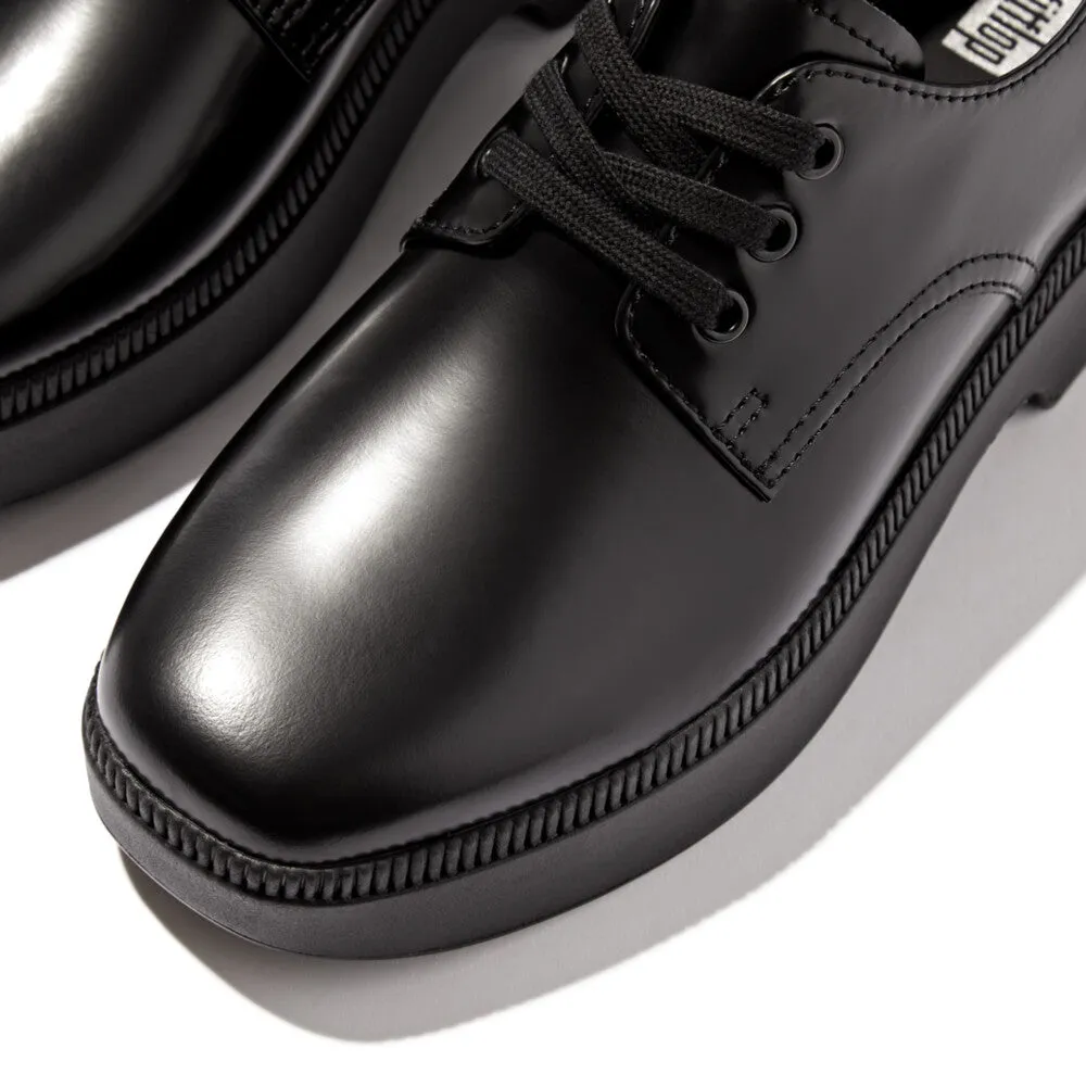 FITFLOP F-LUMA BOX-LEATHER DEMI-WEDGE LACE-UP DERBIES