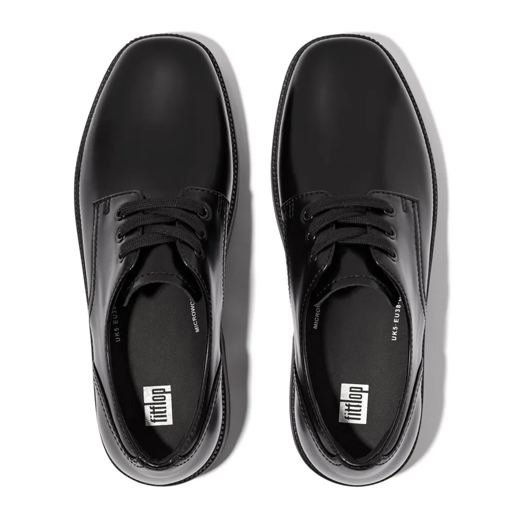 FITFLOP F-LUMA BOX-LEATHER DEMI-WEDGE LACE-UP DERBIES