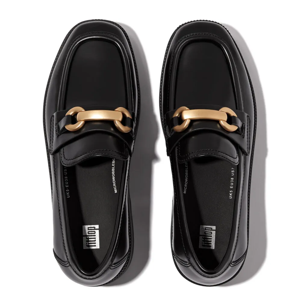 FITFLOP F-LUMA CHUNKY-SNAFFLE BOX-LEATHER D/WEDGE LOAFERS
