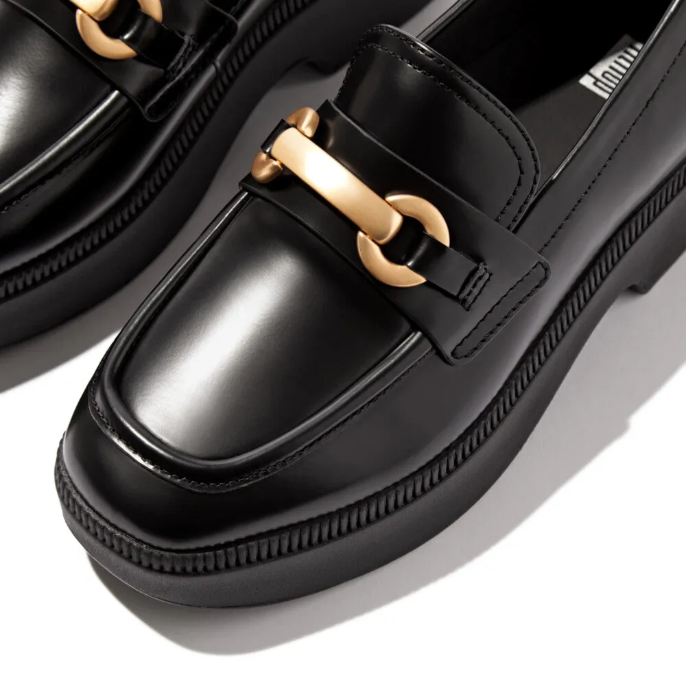 FITFLOP F-LUMA CHUNKY-SNAFFLE BOX-LEATHER D/WEDGE LOAFERS