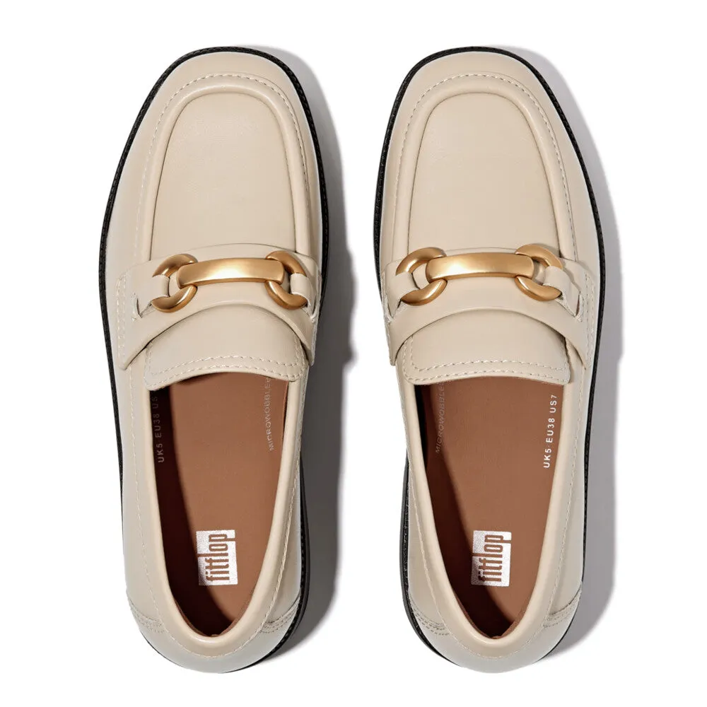 FITFLOP F-LUMA CHUNKY-SNAFFLE LEATHER DEMI-WEDGE LOAFERS
