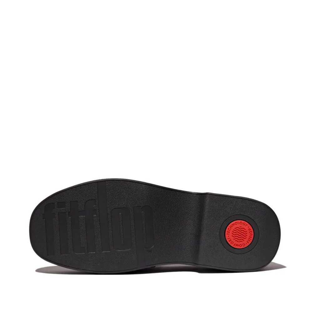 FITFLOP F-LUMA CHUNKY-SNAFFLE LEATHER DEMI-WEDGE LOAFERS