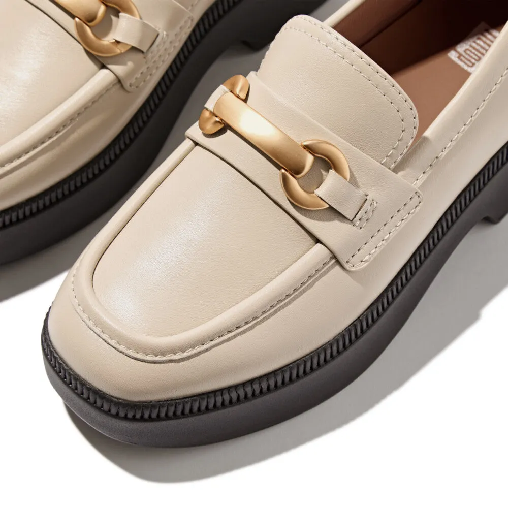 FITFLOP F-LUMA CHUNKY-SNAFFLE LEATHER DEMI-WEDGE LOAFERS