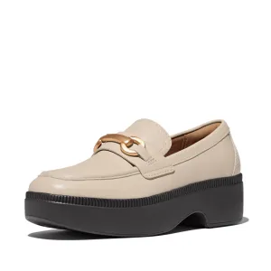 FITFLOP F-LUMA CHUNKY-SNAFFLE LEATHER DEMI-WEDGE LOAFERS