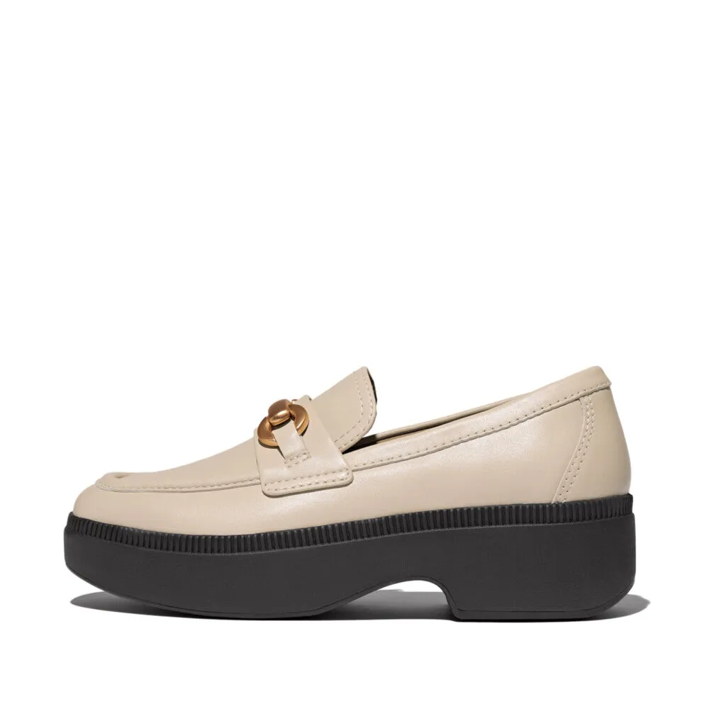 FITFLOP F-LUMA CHUNKY-SNAFFLE LEATHER DEMI-WEDGE LOAFERS