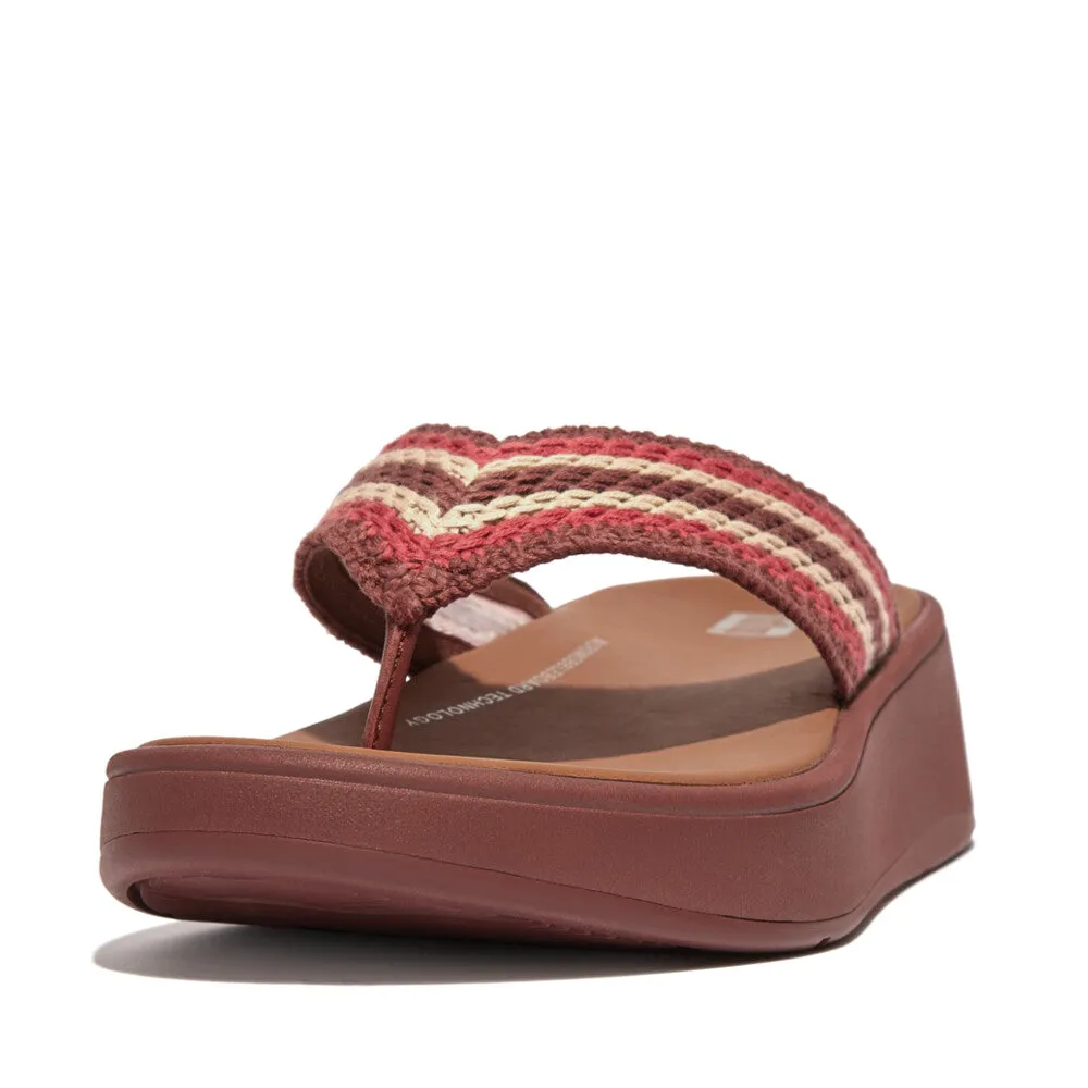 FITFLOP F-MODE CROCHET FLATFORM TOE-POST SANDALS
