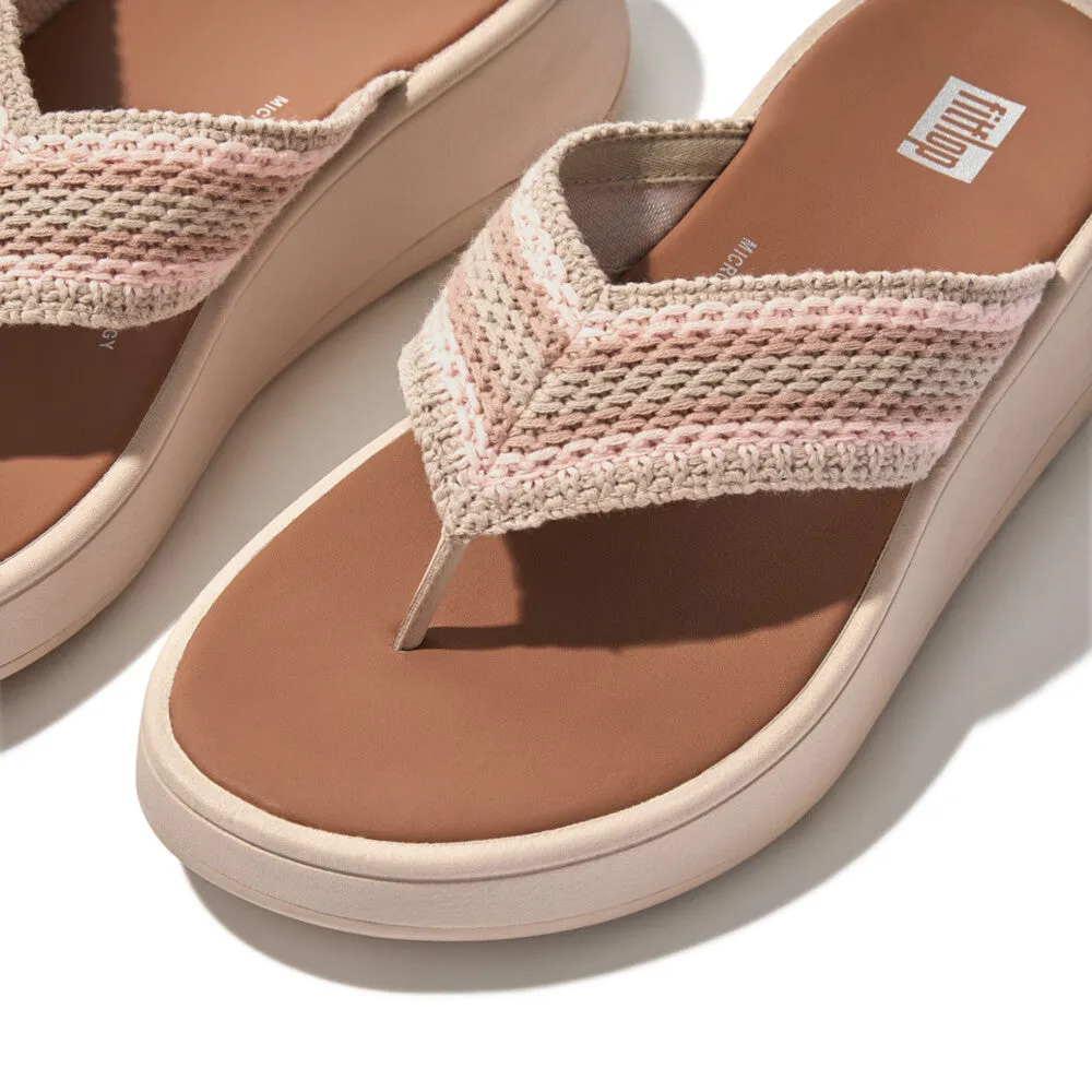 FITFLOP F-MODE CROCHET FLATFORM TOE-POST SANDALS