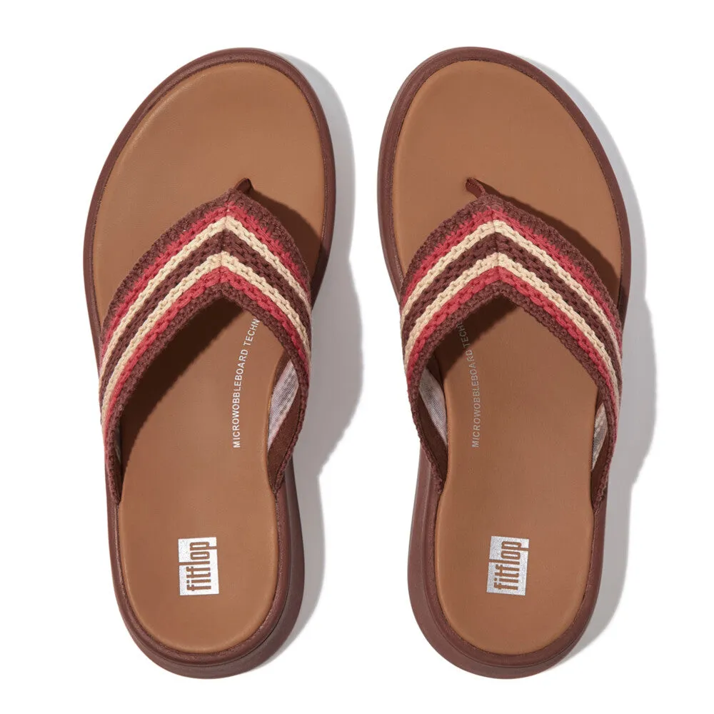 FITFLOP F-MODE CROCHET FLATFORM TOE-POST SANDALS