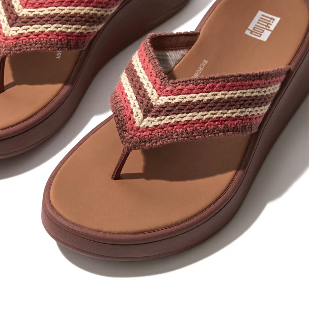 FITFLOP F-MODE CROCHET FLATFORM TOE-POST SANDALS