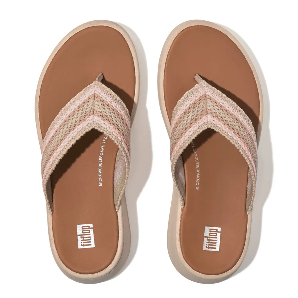 FITFLOP F-MODE CROCHET FLATFORM TOE-POST SANDALS