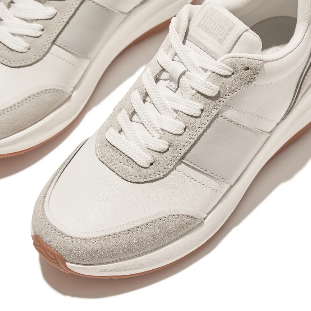 FITFLOP F-MODE FLOW LEATHER/SUEDE FLATFORM SNEAKERS