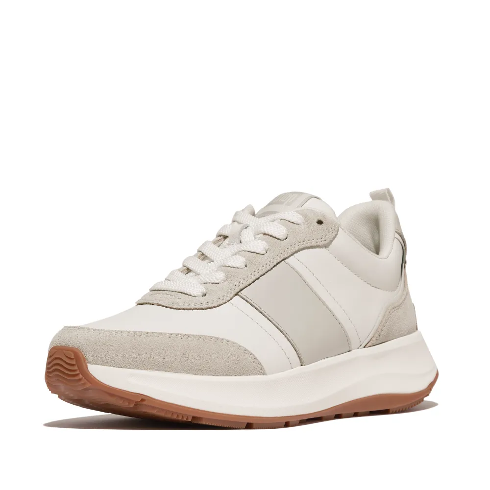 FITFLOP F-MODE FLOW LEATHER/SUEDE FLATFORM SNEAKERS