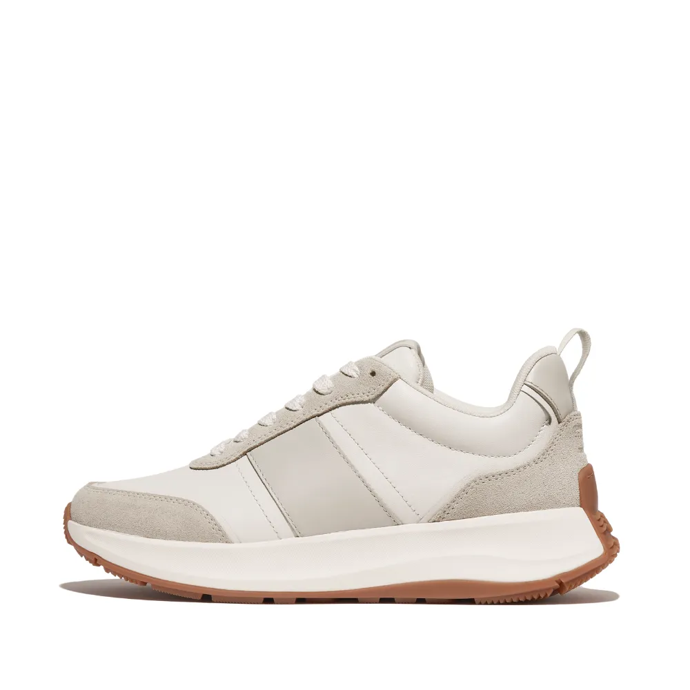 FITFLOP F-MODE FLOW LEATHER/SUEDE FLATFORM SNEAKERS