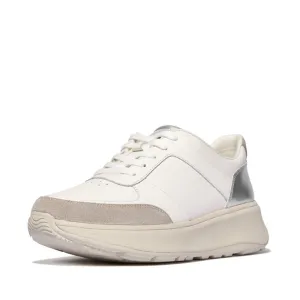 FITFLOP F-MODE LEATHER/SUEDE/METALLIC FLATFORM SNEAKERS