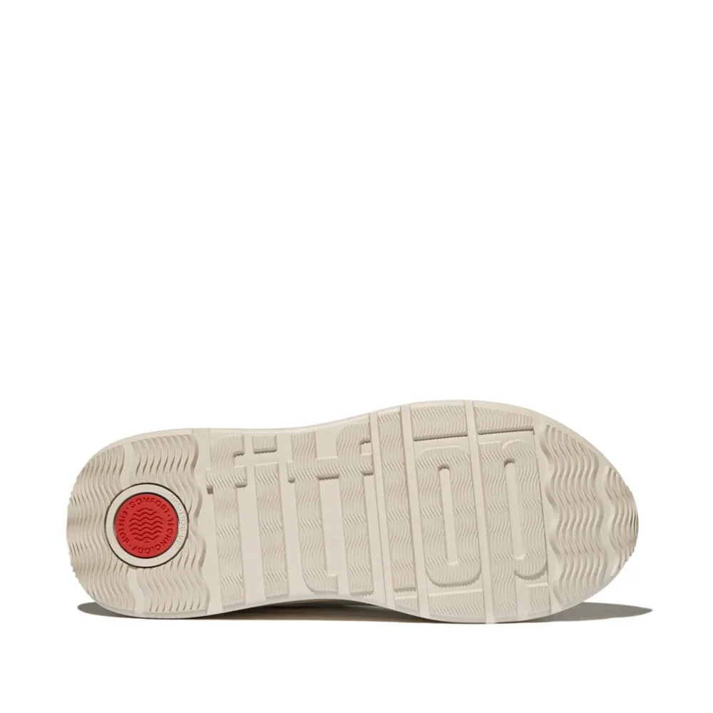 FITFLOP F-MODE LEATHER/SUEDE/METALLIC FLATFORM SNEAKERS