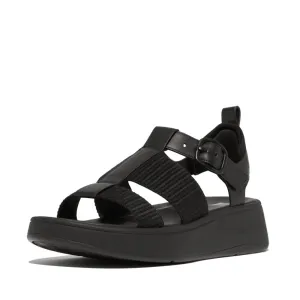 FITFLOP F-MODE LEATHER/WEBBING FLATFORM FISHERMAN SANDALS