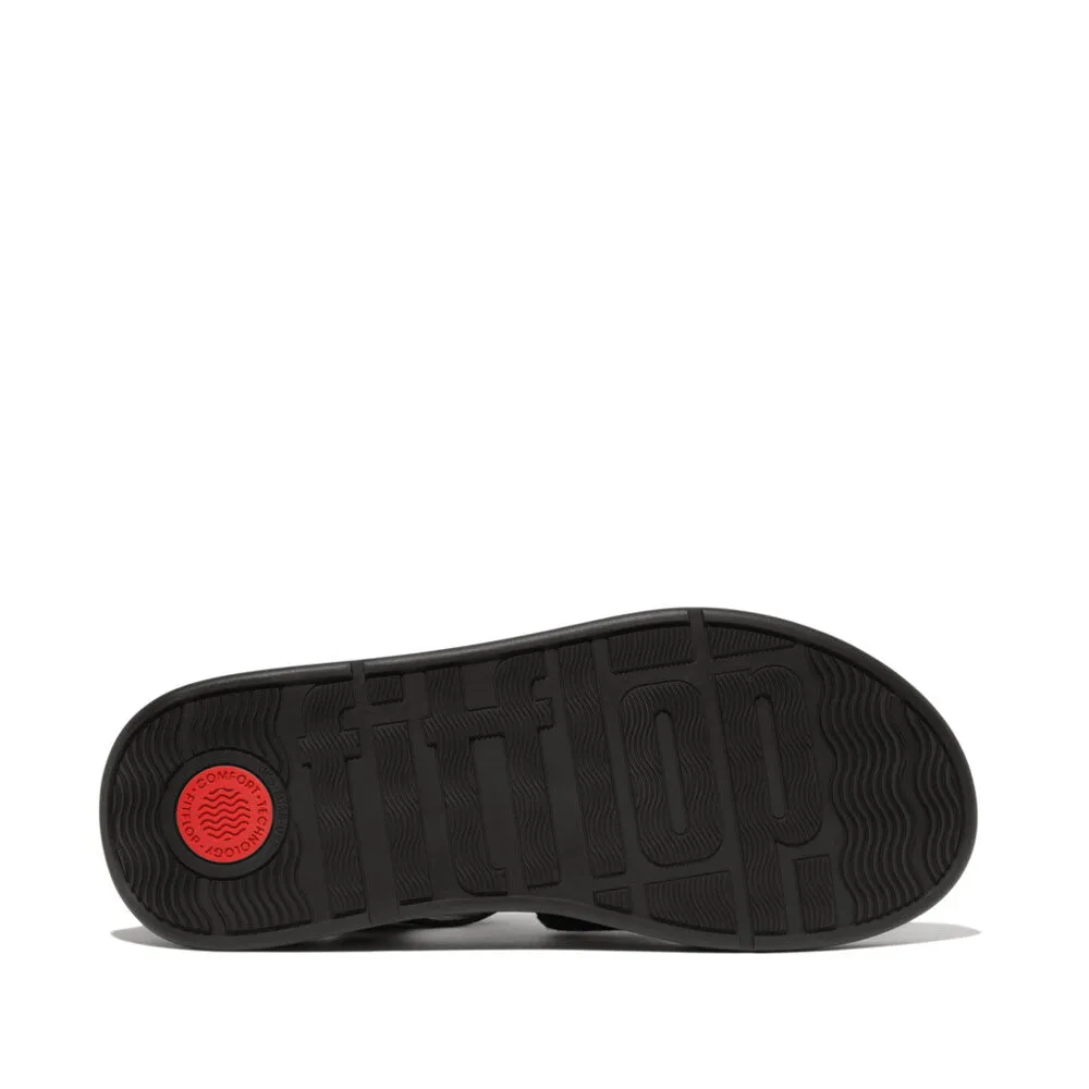 FITFLOP F-MODE LEATHER/WEBBING FLATFORM FISHERMAN SANDALS