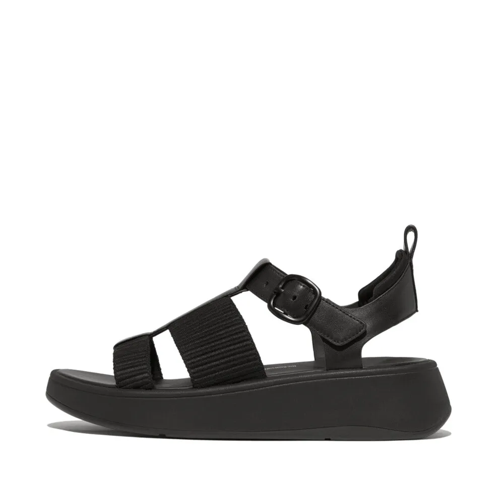 FITFLOP F-MODE LEATHER/WEBBING FLATFORM FISHERMAN SANDALS