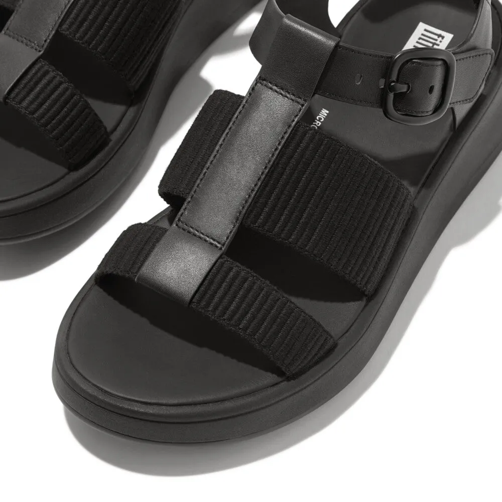 FITFLOP F-MODE LEATHER/WEBBING FLATFORM FISHERMAN SANDALS