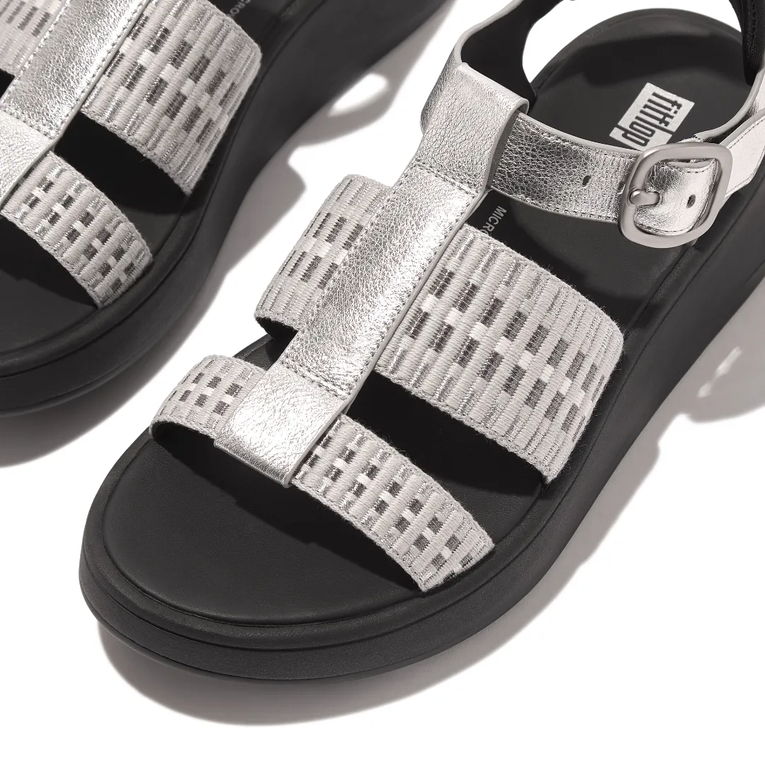 FITFLOP F-MODE M.LEATHER/WEBBING FLATFORM FISHERMAN SANDAL