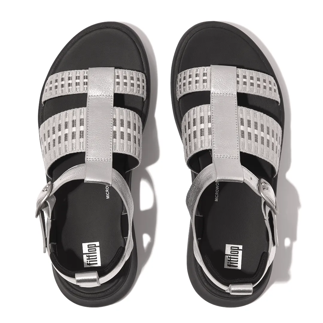 FITFLOP F-MODE M.LEATHER/WEBBING FLATFORM FISHERMAN SANDAL