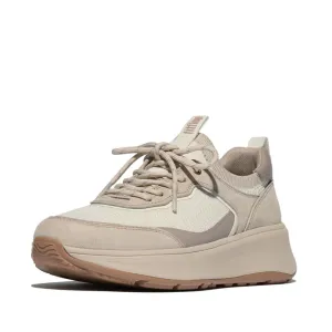 FITFLOP F-MODE  SUEDE/KNIT FLATFORM SLIP-ON LACED SNEAKERS (WOMEN)