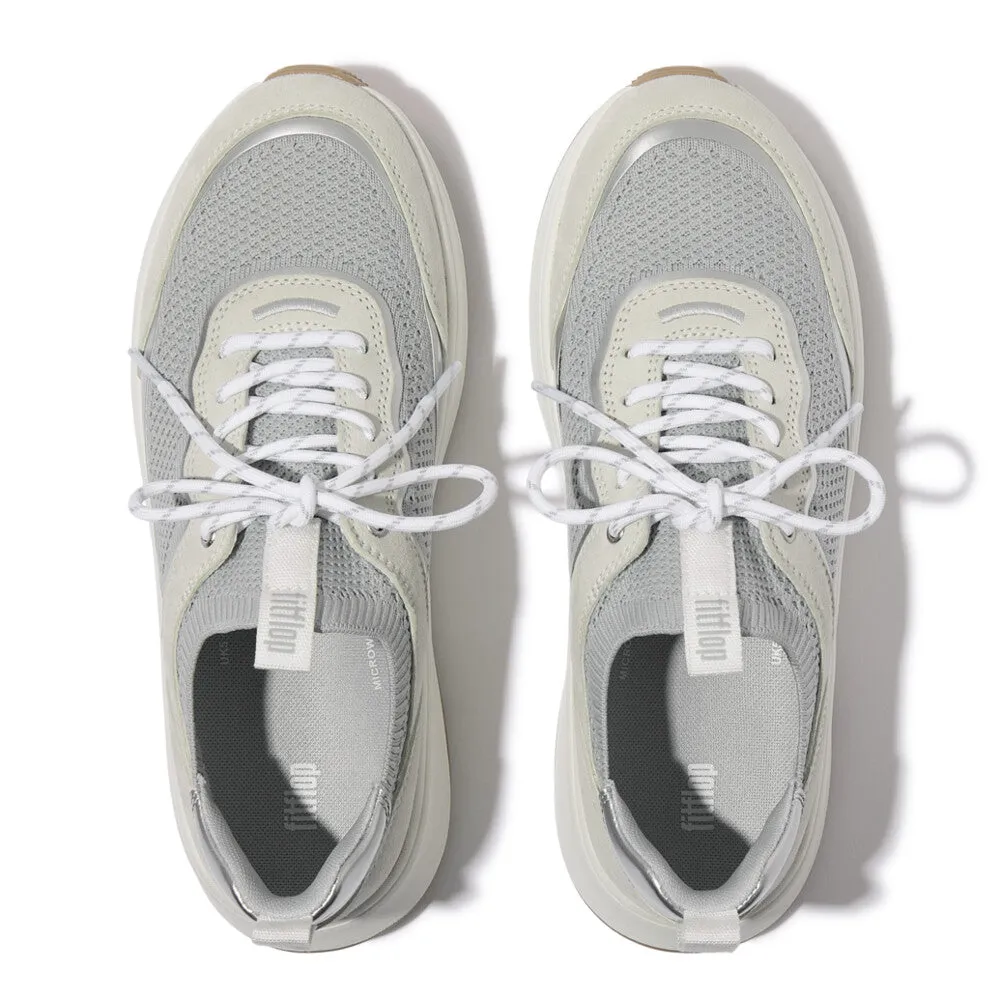 FITFLOP F-MODE  SUEDE/KNIT FLATFORM SLIP-ON LACED SNEAKERS (WOMEN)