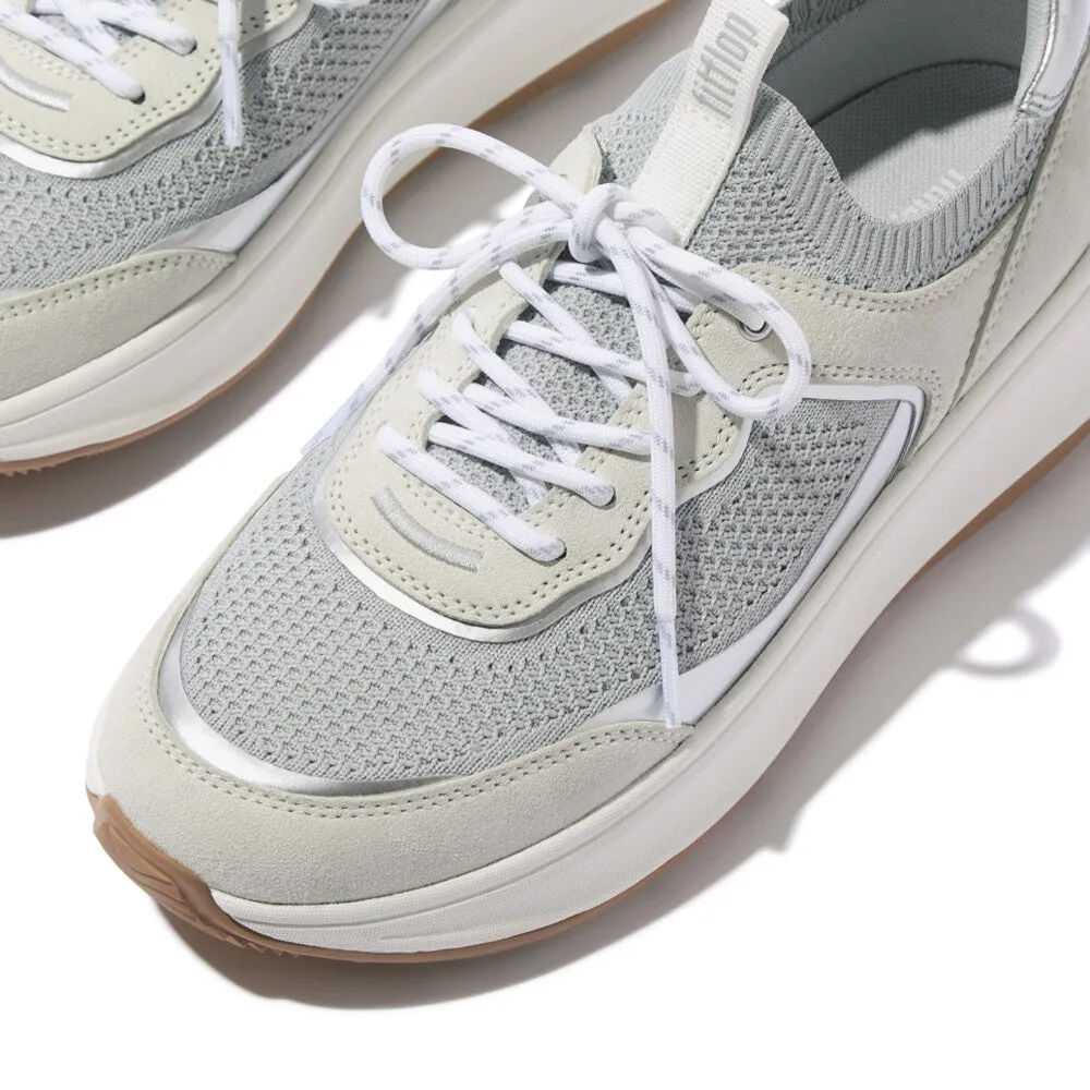 FITFLOP F-MODE  SUEDE/KNIT FLATFORM SLIP-ON LACED SNEAKERS (WOMEN)
