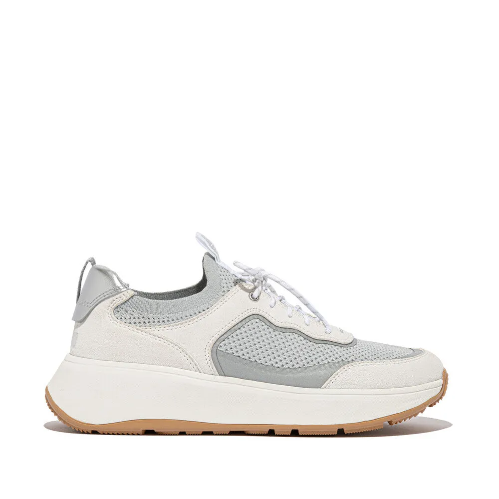 FITFLOP F-MODE  SUEDE/KNIT FLATFORM SLIP-ON LACED SNEAKERS (WOMEN)