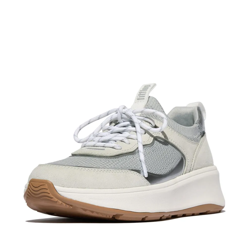 FITFLOP F-MODE  SUEDE/KNIT FLATFORM SLIP-ON LACED SNEAKERS (WOMEN)