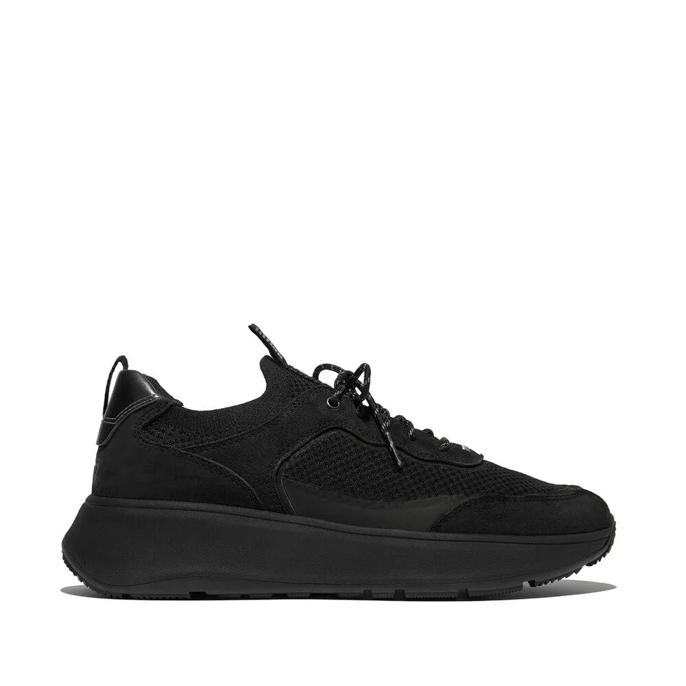 FITFLOP F-MODE  SUEDE/KNIT FLATFORM SLIP-ON LACED SNEAKERS (WOMEN)