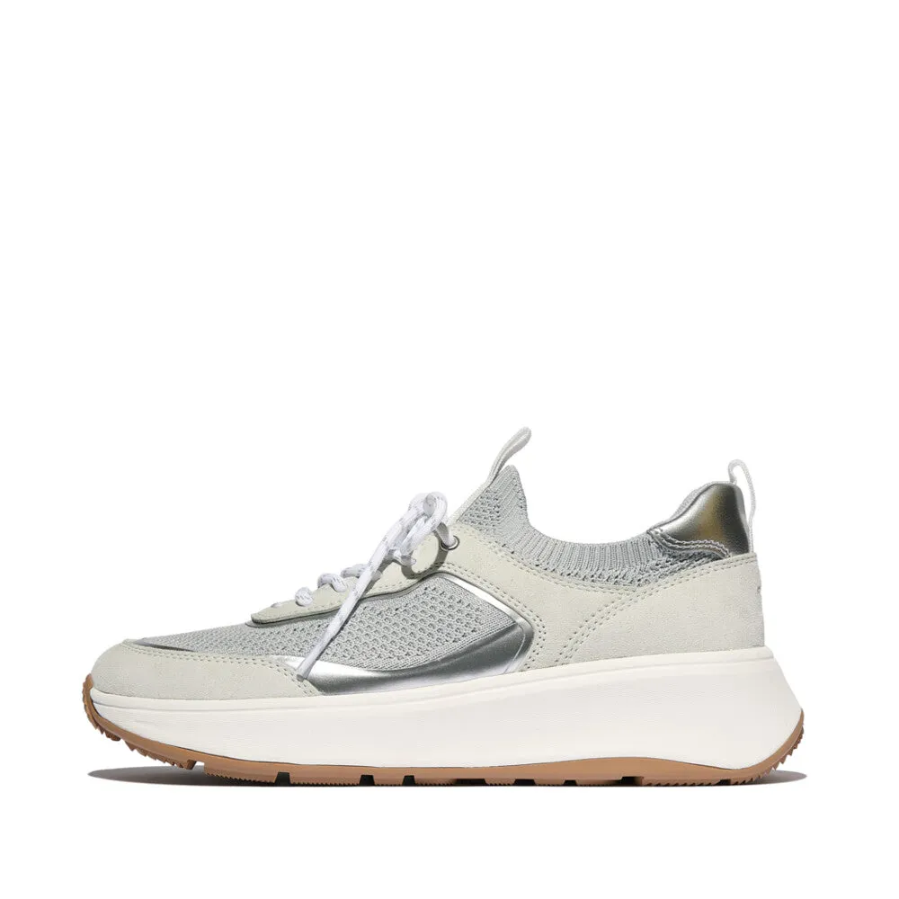 FITFLOP F-MODE  SUEDE/KNIT FLATFORM SLIP-ON LACED SNEAKERS (WOMEN)