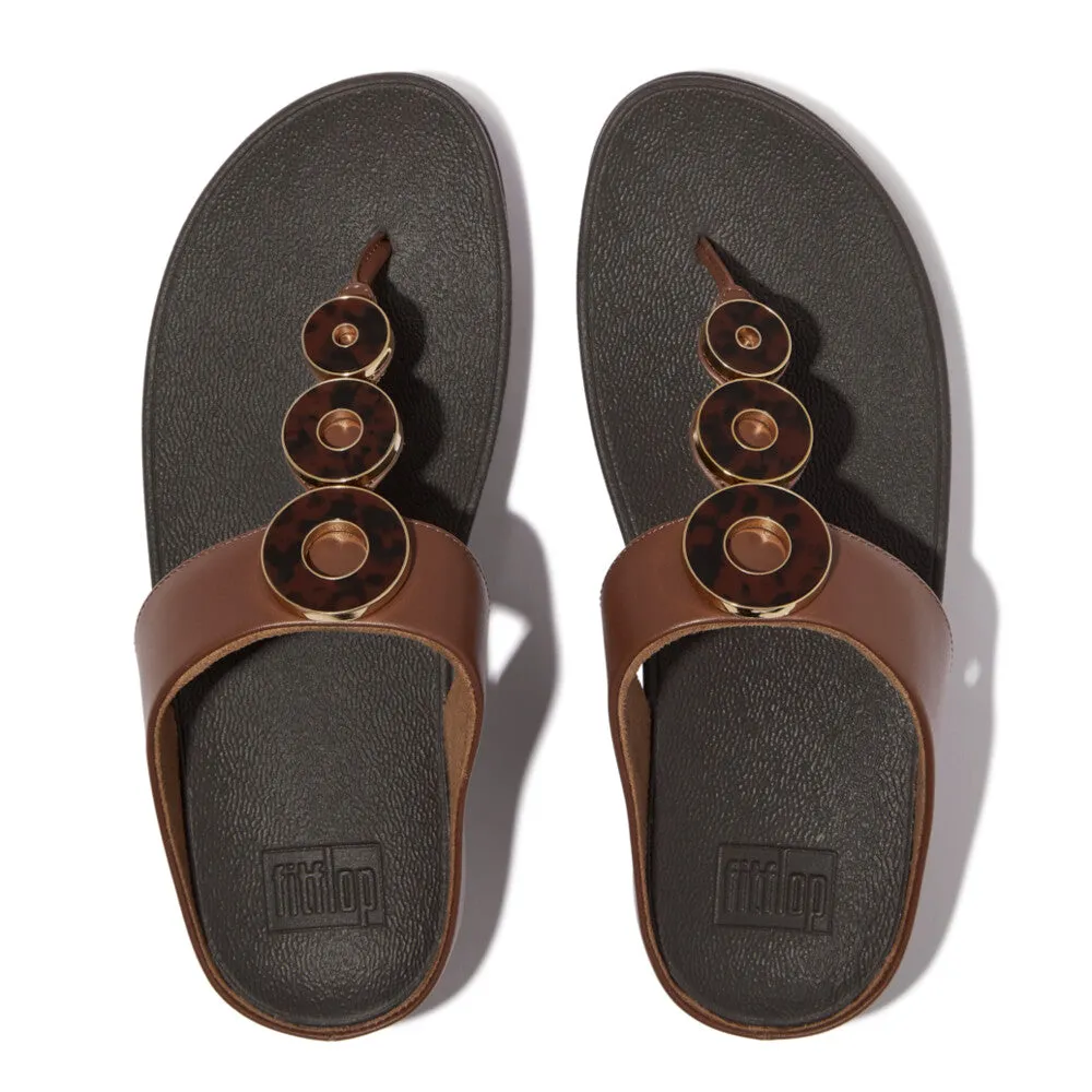 FITFLOP FINO RESIN-HOOP LEATHER TOE-POST SANDALS