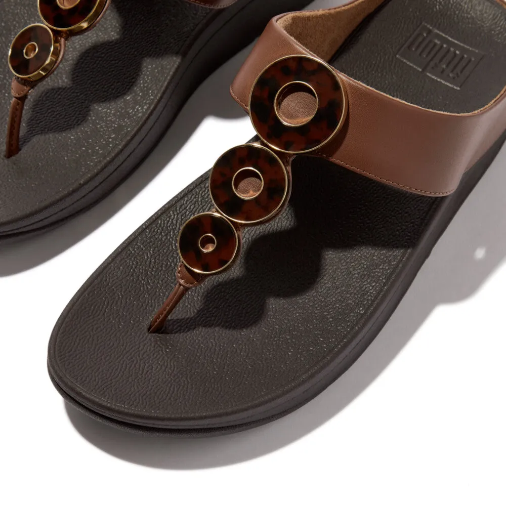 FITFLOP FINO RESIN-HOOP LEATHER TOE-POST SANDALS
