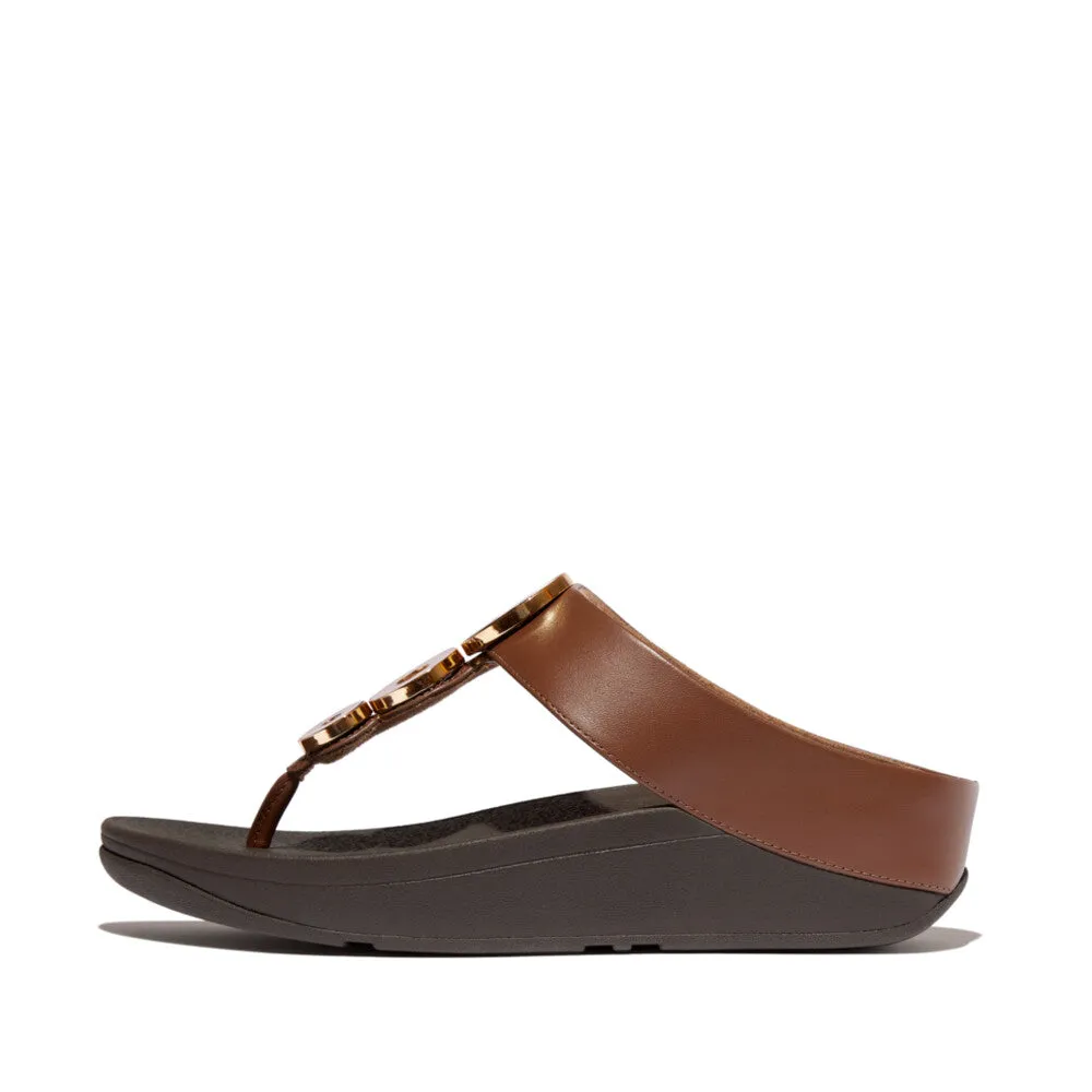 FITFLOP FINO RESIN-HOOP LEATHER TOE-POST SANDALS