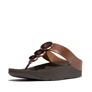 FITFLOP FINO RESIN-HOOP LEATHER TOE-POST SANDALS