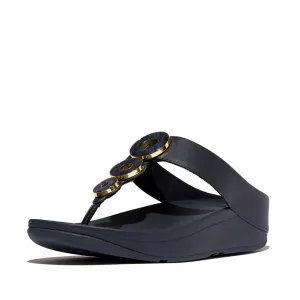 FITFLOP FINO RESIN-HOOP LEATHER TOE-POST SANDALS
